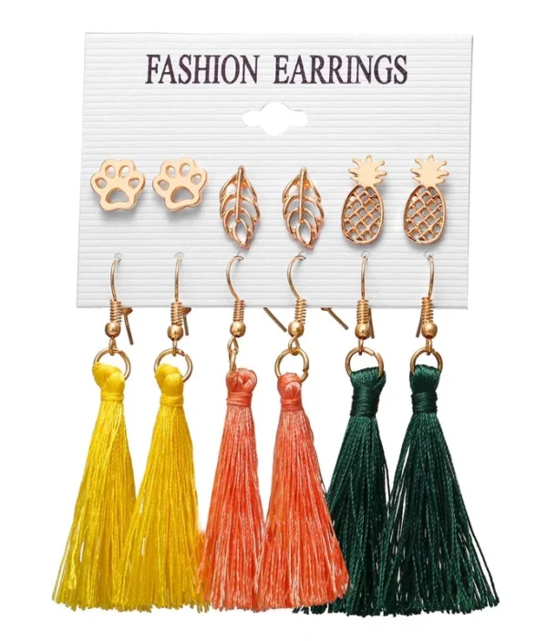 Boucles d'Oreilles Multicolores et Ananas