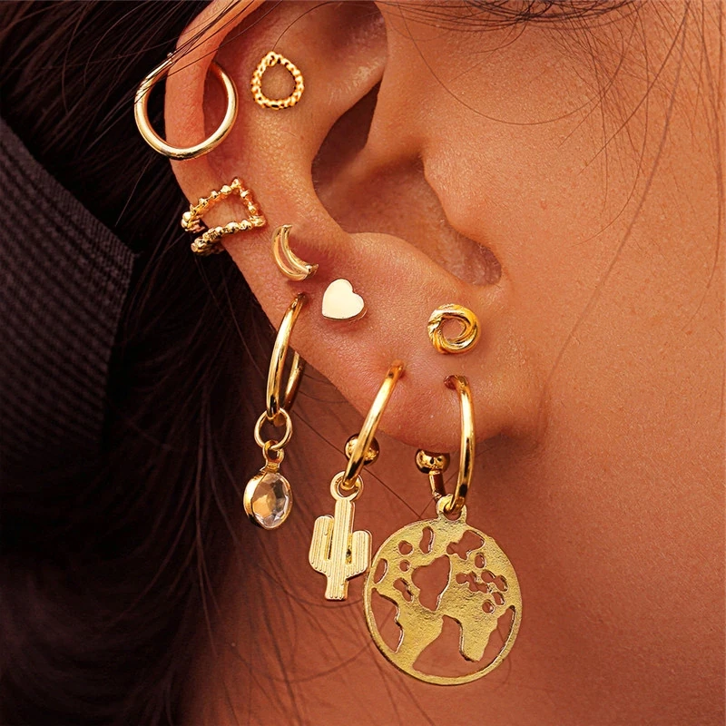 Boucles d'Oreilles Ensemble de 9 Pièces