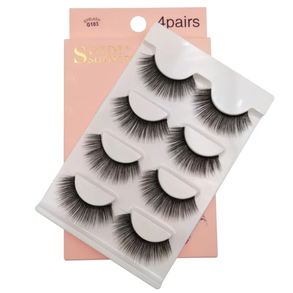 Faux Cils 3D - 4 Paires Naturelles et Réutilisables