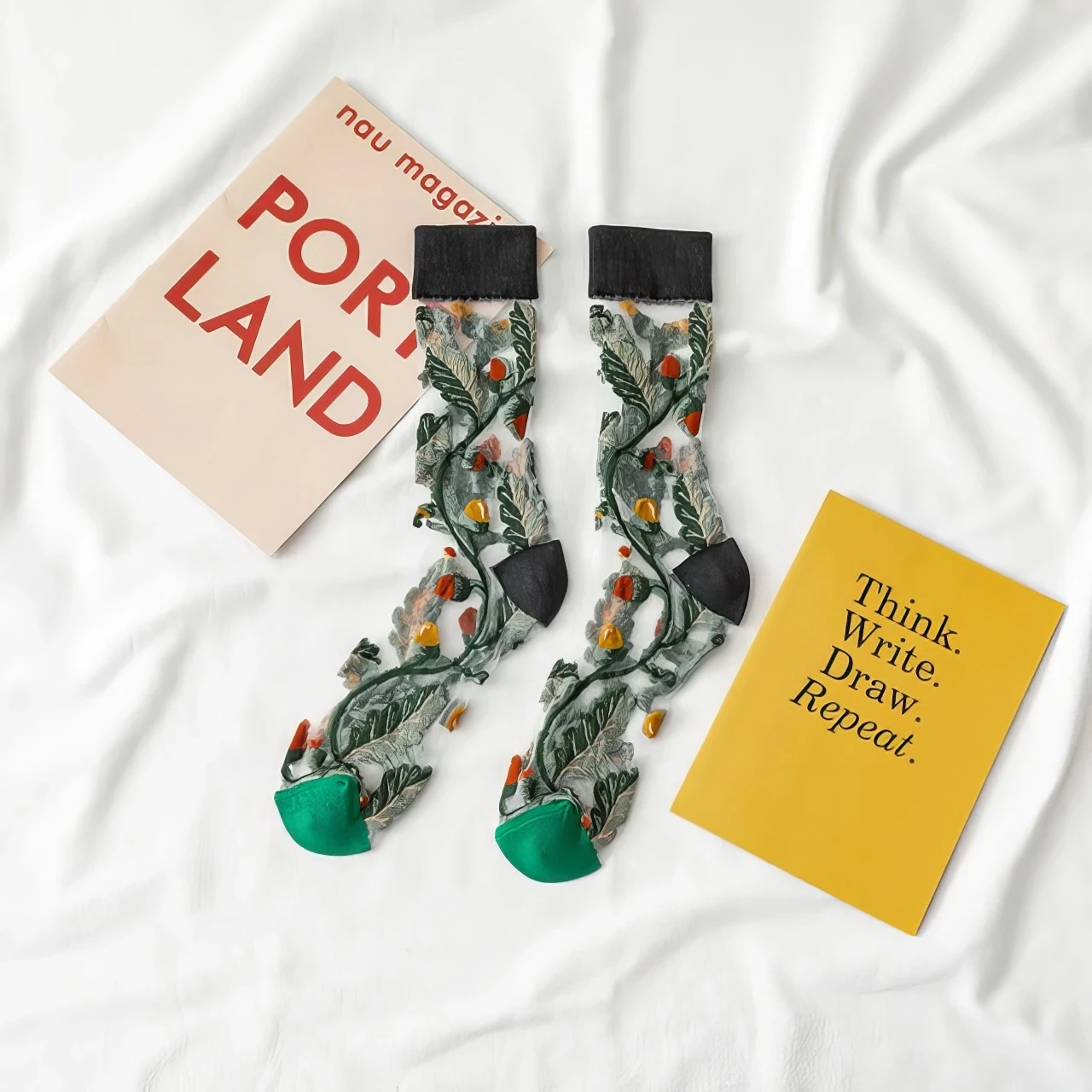 Chaussettes Transparentes - Style Fleuri Élégant 🌸