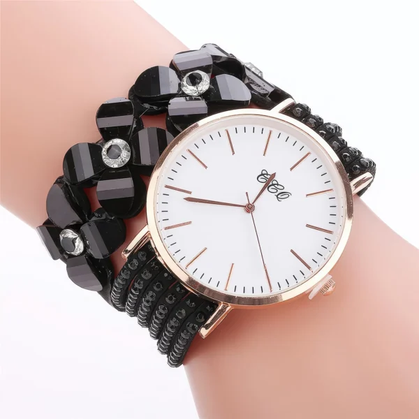 Montre Femme Bracelet - Chic Noir et Strass