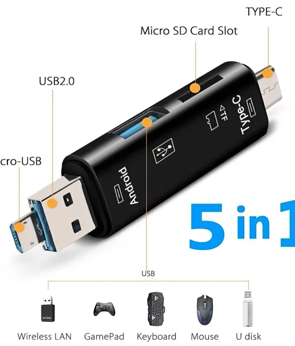 Adaptateur 5en1 Lecteur de Cartes