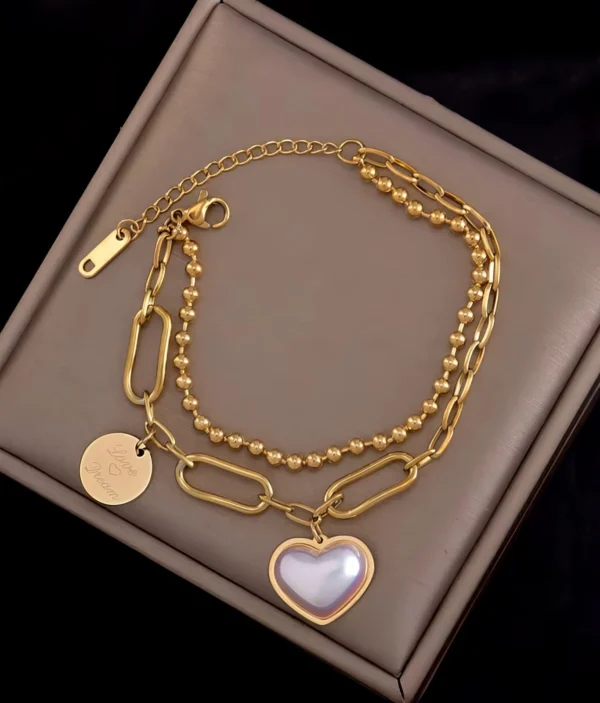 Bracelet Pendentif Cœur et Perles 💎