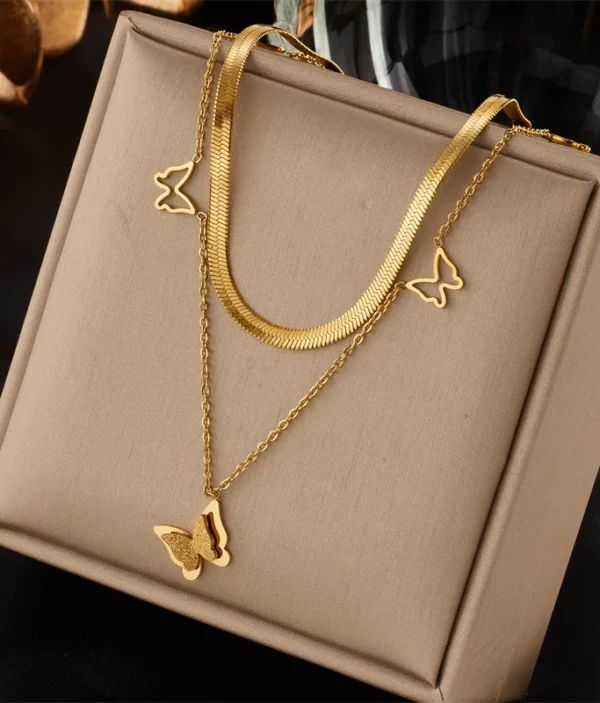 Collier Superposé Papillon - Charme Minimaliste 🦋