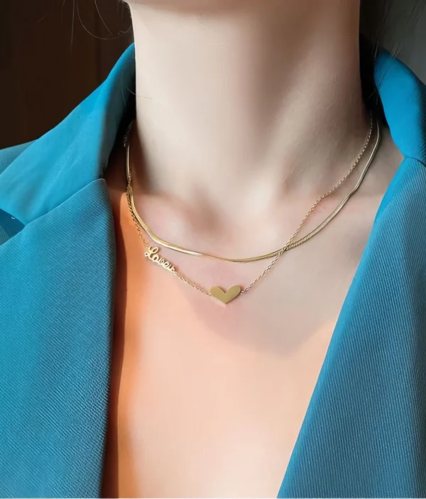 Collier Superposé Cœur & Love 💖