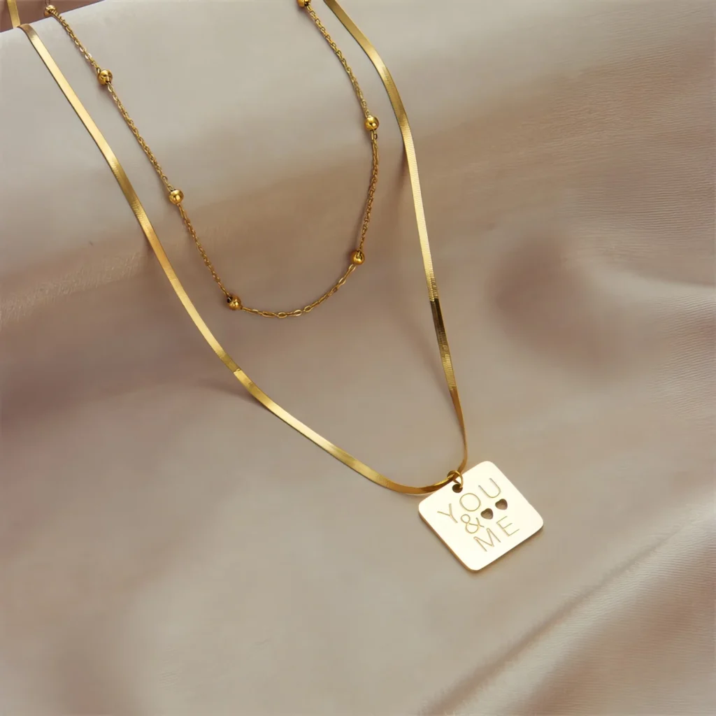 Collier Double Rang - Élégance & Charme 📿 - Elyou ツ