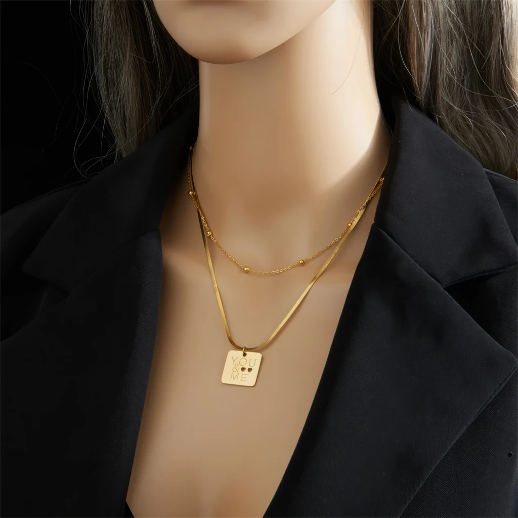 Collier Double Rang - Élégance & Charme 📿 - Elyou ツ