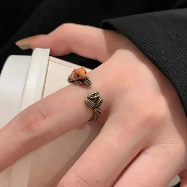 Bague Fantaisie - Écureuil et Graines