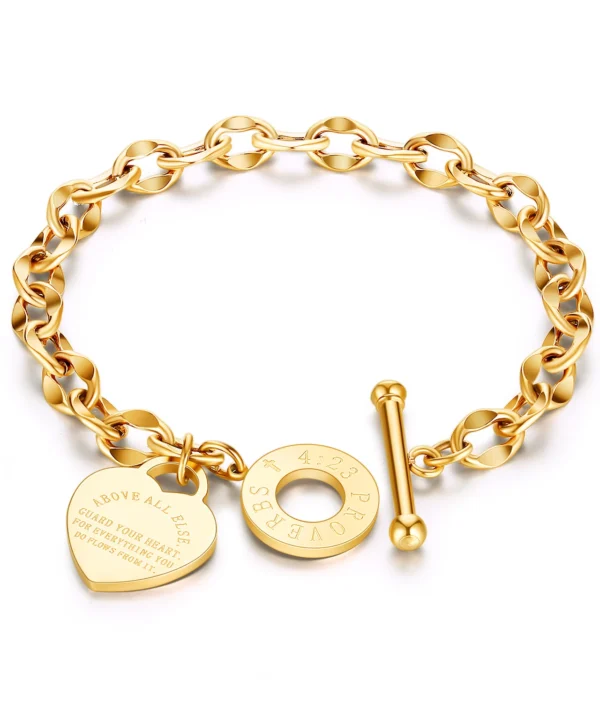 Bracelet Charms Cœur & Médaillon ✨