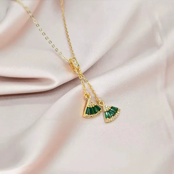 Collier Double Éventail Émeraude Raffiné 💎