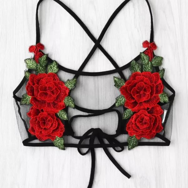 Soutien-Gorge - Broderie Fleurs Rouge 🌹