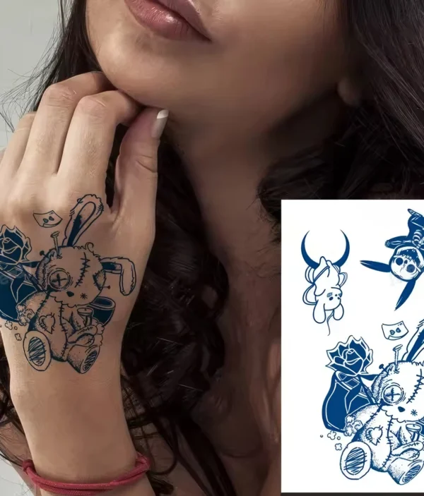 Tatouages Temporaires - Lapin Couture & Symboles Sombres