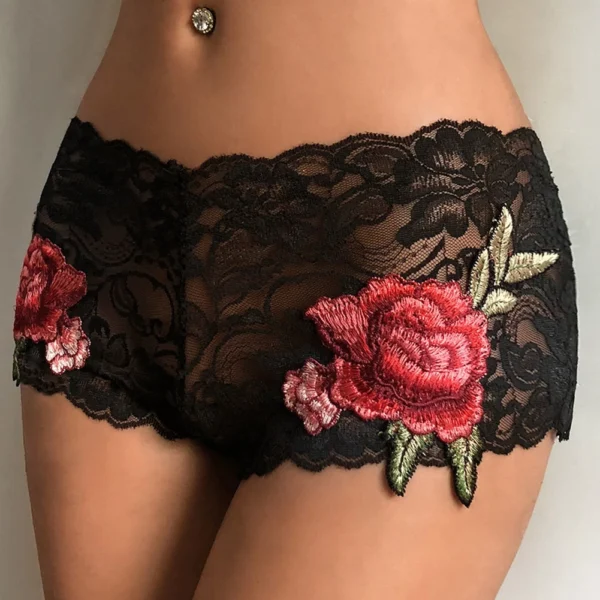Culotte Femme Dentelle Brodée Fleurs 🌹