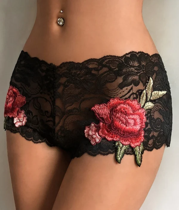 Culotte Femme Dentelle Brodée Fleurs 🌹