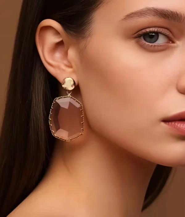 Boucles d’Oreilles Pendantes - Cristal Rose Élégant