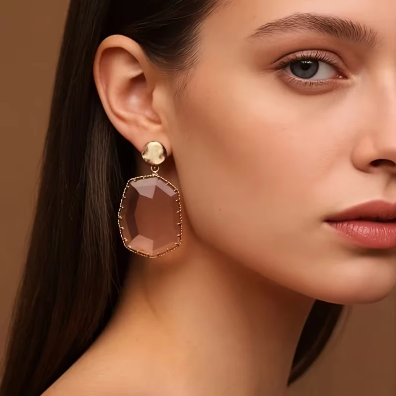 Boucles d’Oreilles Pendantes - Cristal Rose Élégant