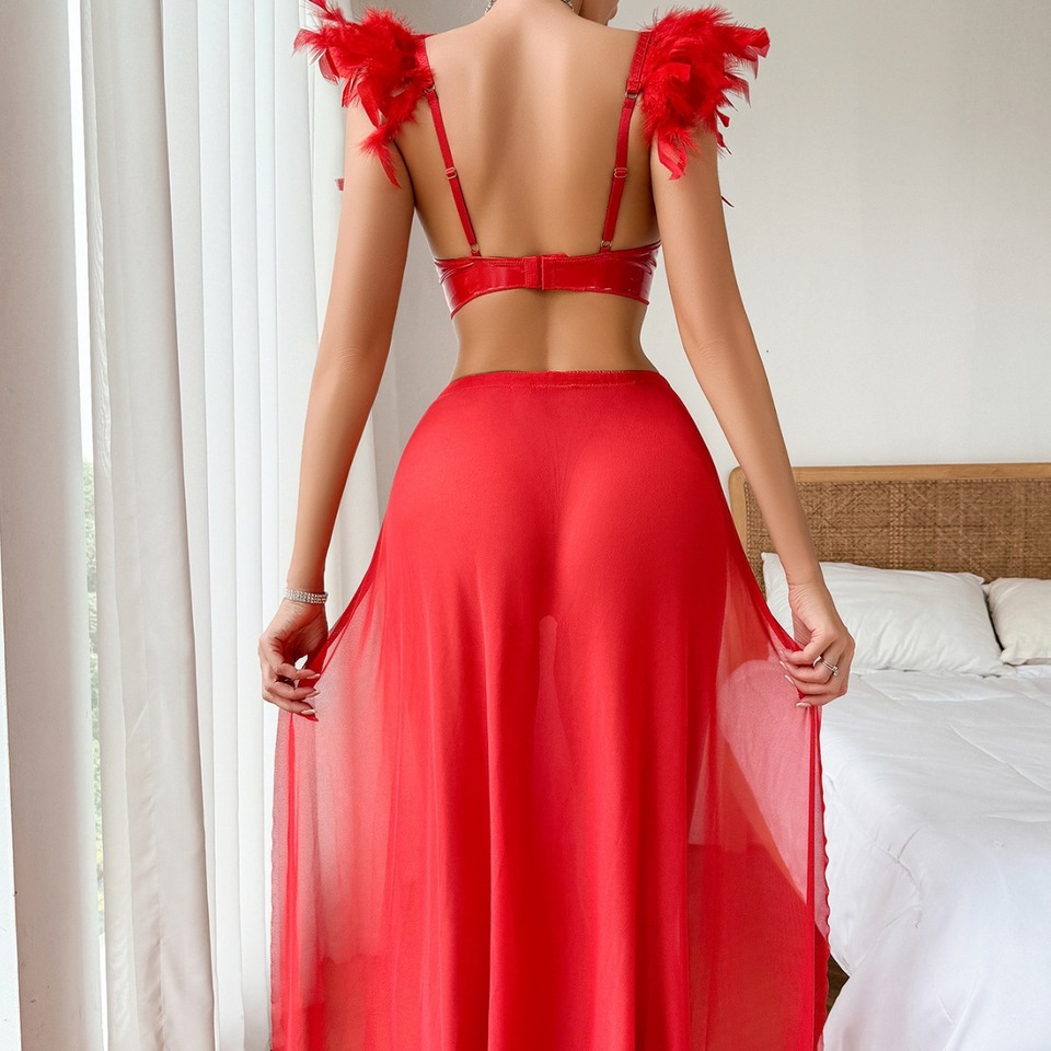 Ensemble de Lingerie Luxe avec Jupe Longue Fendue ❤️ – Image 6