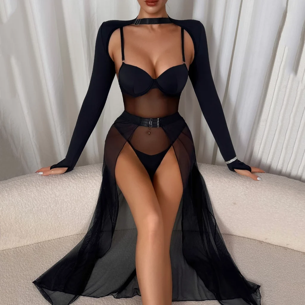 Ensemble Lingerie 3 Pièces en Tulle 🖤