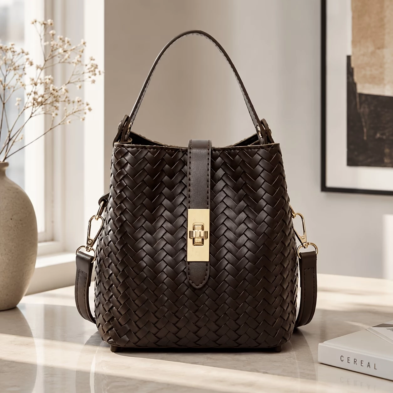 Sac à Main Femme Tressé - Bandoulière et Anse 🤎 – Image 2