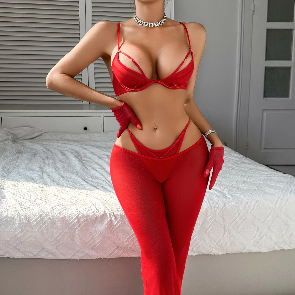 Ensemble Lingerie 4 Pièces - Élégance & Glamour ❤️