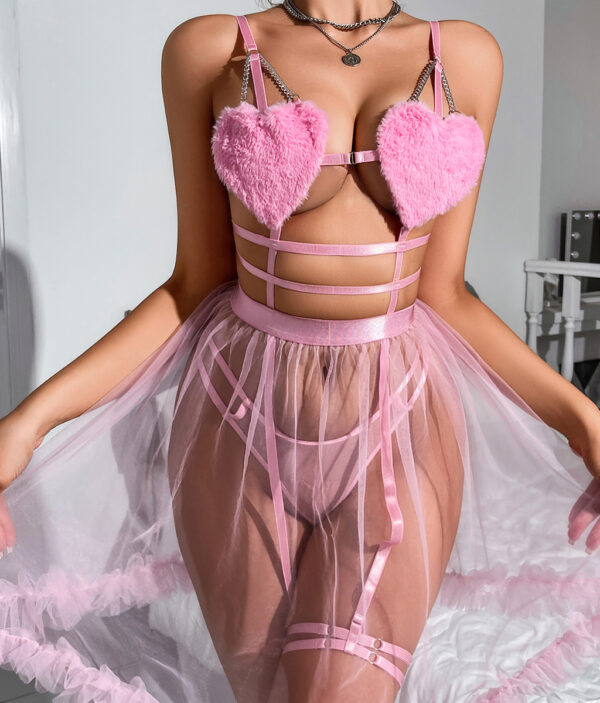 Lingerie Rose à Cœurs en Peluche 💗