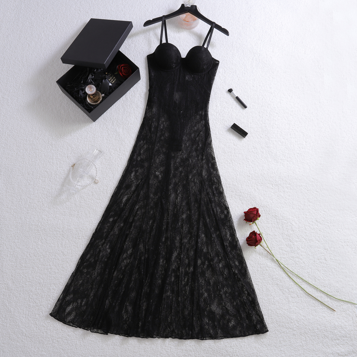 Nuisette Longue Bustier à Bonnets Intégrés 🖤 – Image 7